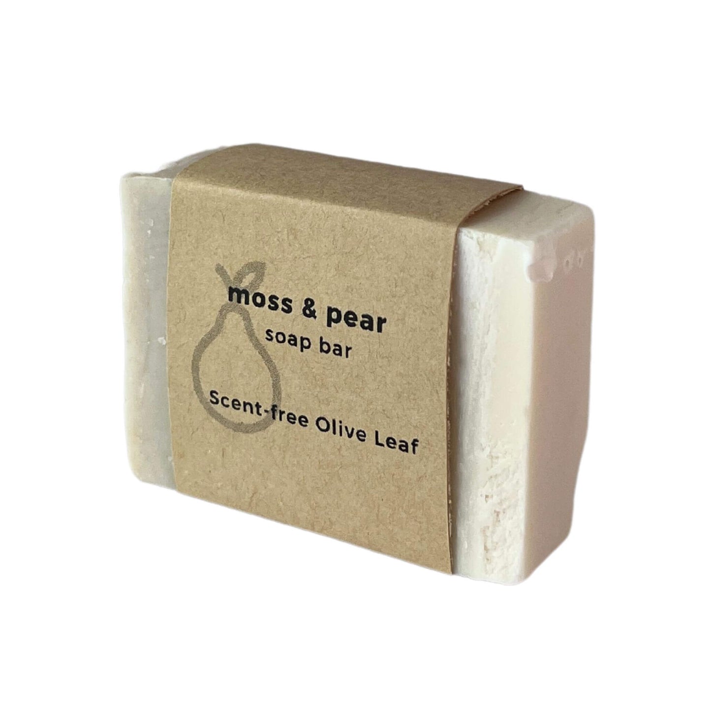 moss & pear pure olive oil soap bar with brown wrap