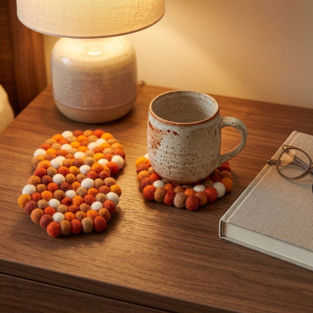 Namaste Artisans | Citrus Burst Felt Coasters – Set of 4