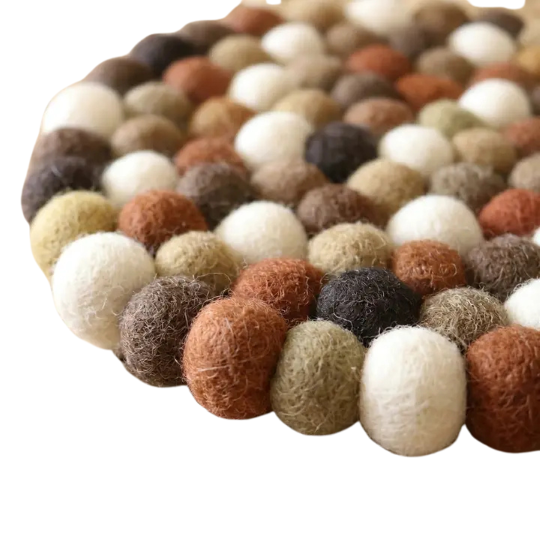 Namaste Artisans | Earth Blend Brown Handmade Wool Felt Trivet Heat Mat