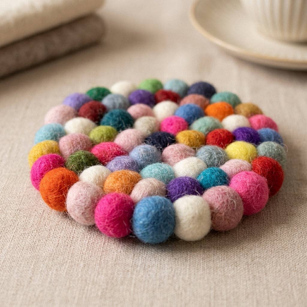 Namaste Artisans | Confetti Mix Multi Wool Felt Coasters – Set of 4