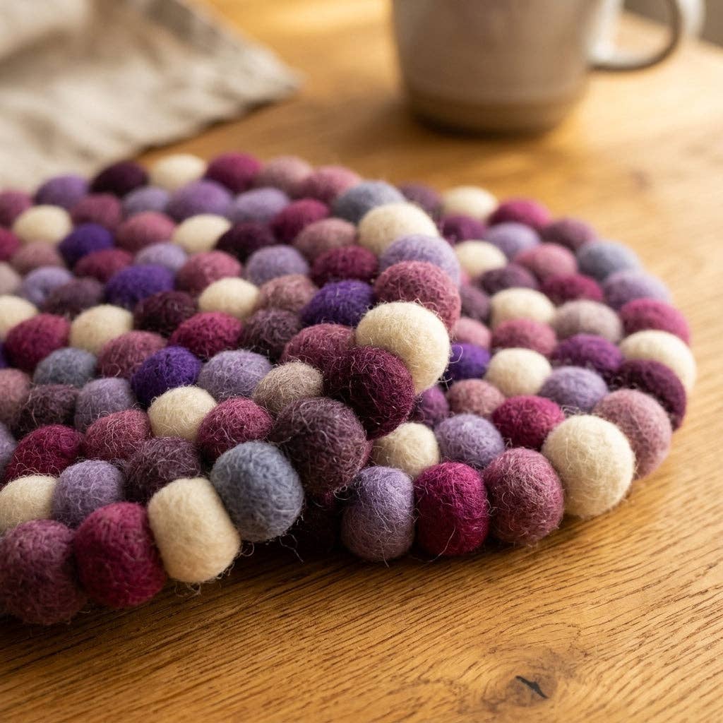 Namaste Artisans | Plum Violet Wool Felt Trivet Heat Mat