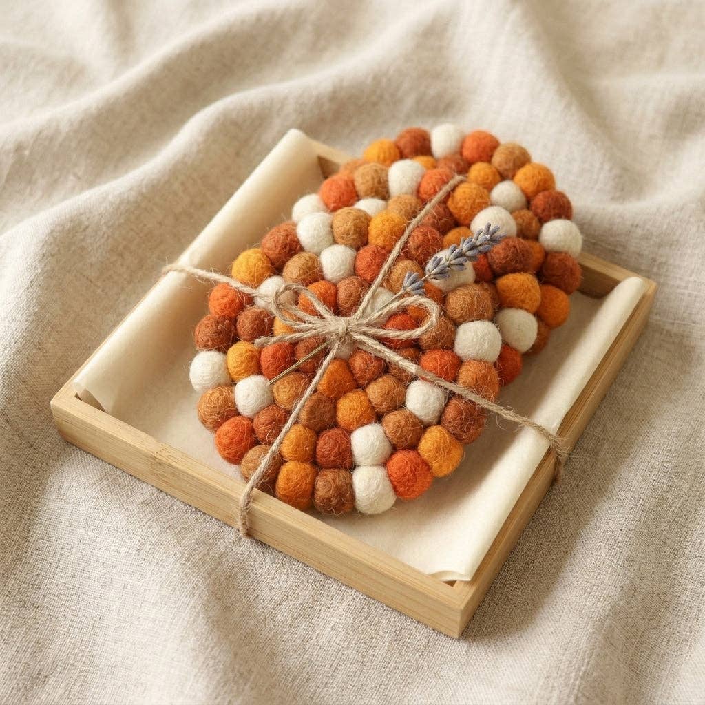 Namaste Artisans | Citrus Burst Felt Coasters – Set of 4