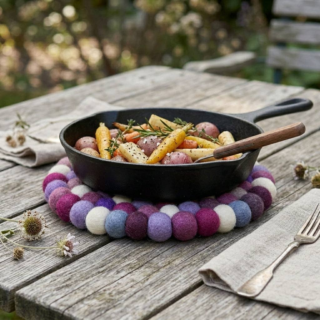 Namaste Artisans | Plum Violet Wool Felt Trivet Heat Mat