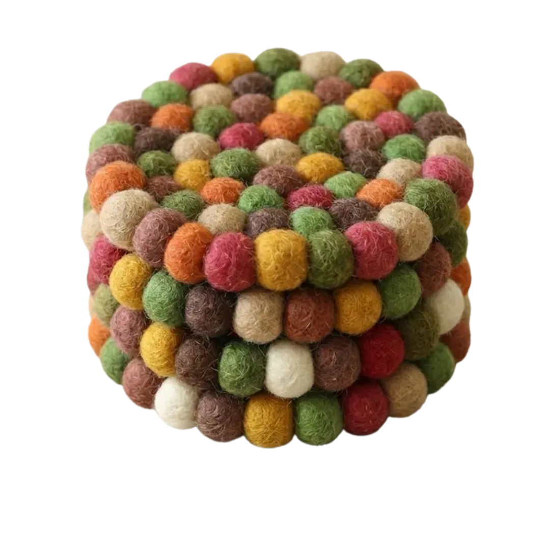 Namaste Artisans | Autumn Mix Earth Tone Wool Felt Coasters – Set of 4