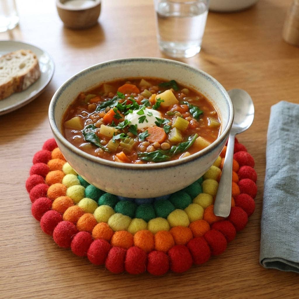 Namaste Artisans | Rainbow Wool Felt Trivet Heat Mat