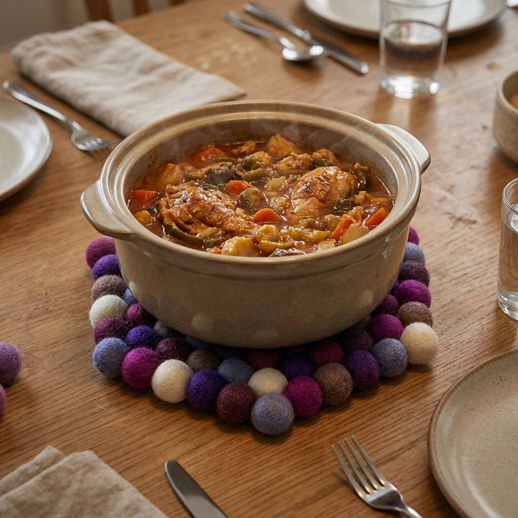 Namaste Artisans | Plum Violet Wool Felt Trivet Heat Mat