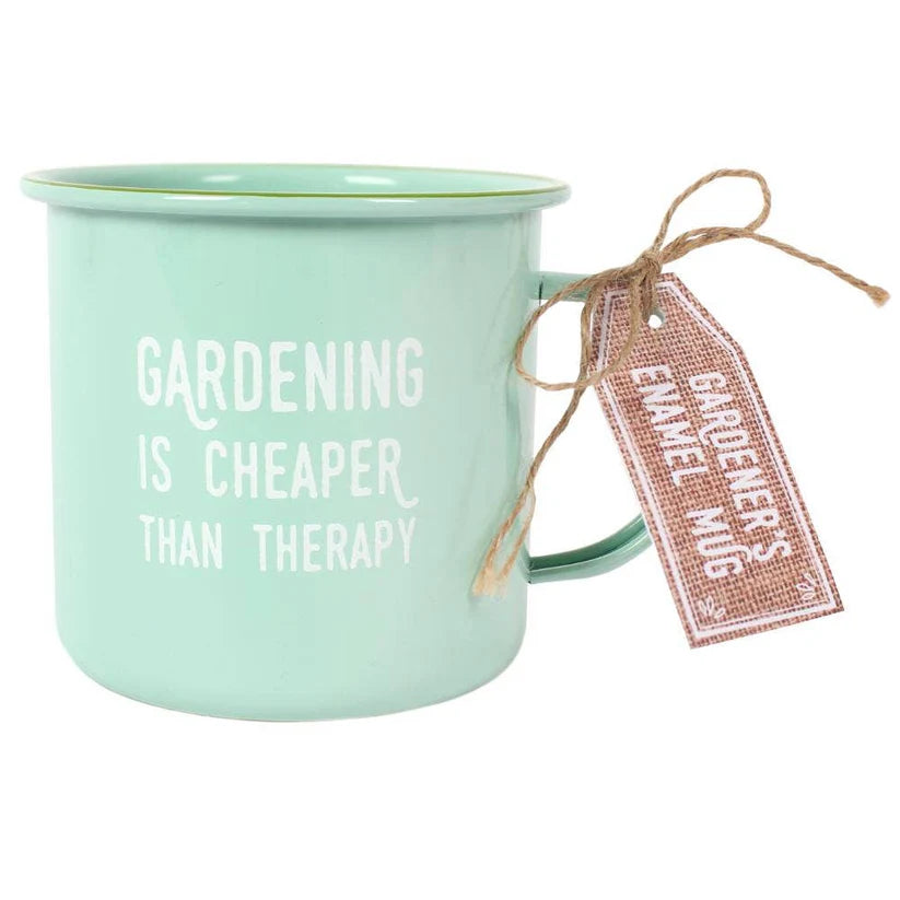 Gardening is Cheaper Than Therapy Enamel Metal Mug