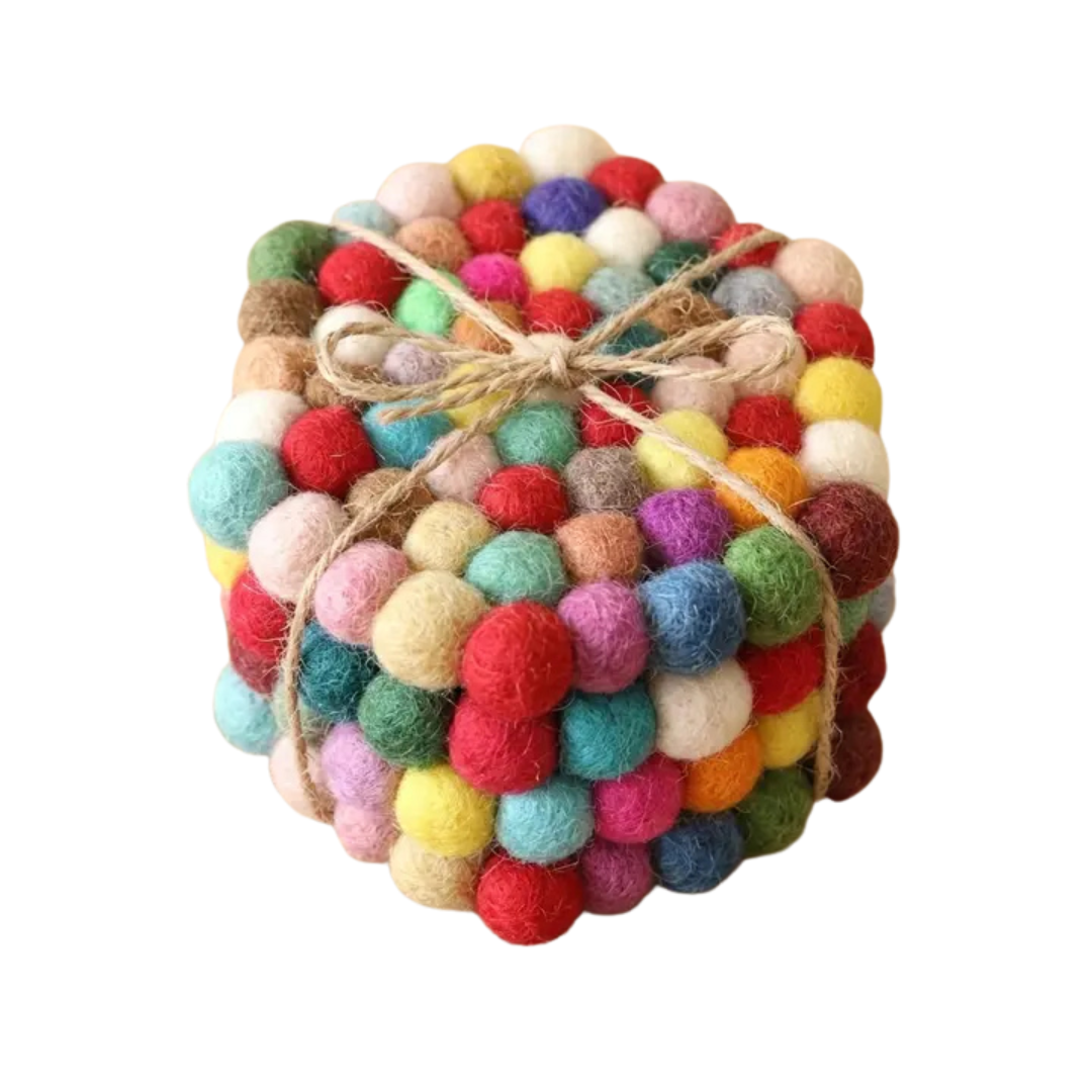 Namaste Artisans | Confetti Mix Multi Wool Felt Coasters – Set of 4