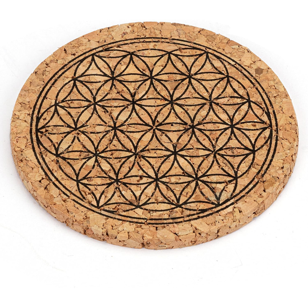 Flower of Life Print Cork Coasters - 6 pack
