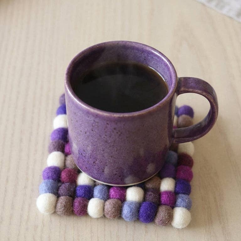 Namaste Artisans | Plum Violet Wool Felt Coasters – Set of 4