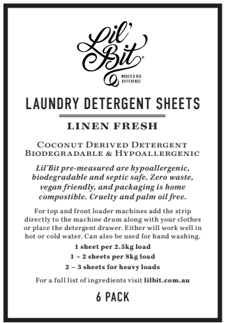 Lil'Bit Better | Laundry Detergent Sheets Travel Pack (6) - Plant Based