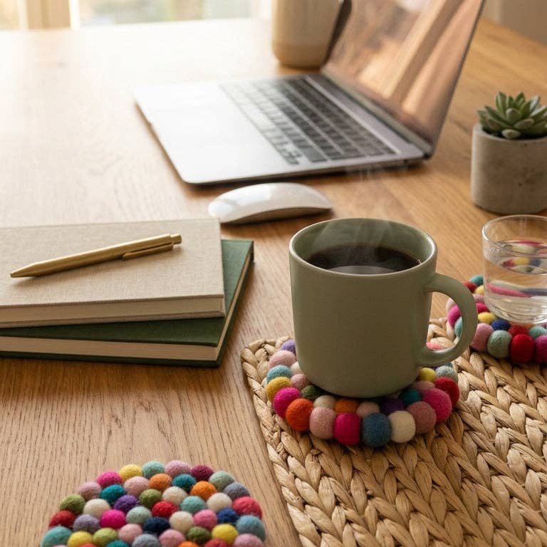 Namaste Artisans | Confetti Mix Multi Wool Felt Coasters – Set of 4