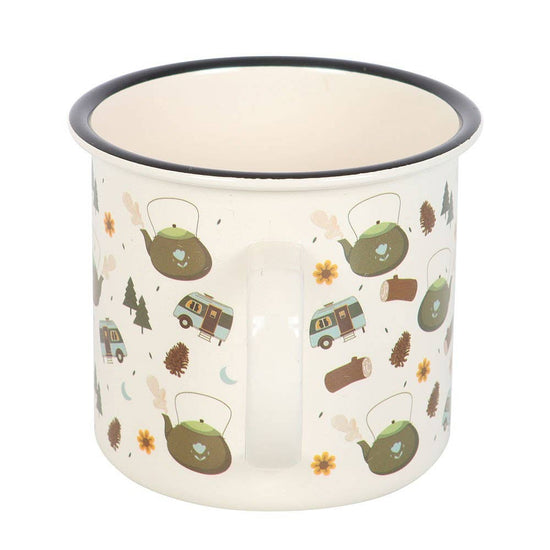 Camping Print Enamel Style Metal Mug