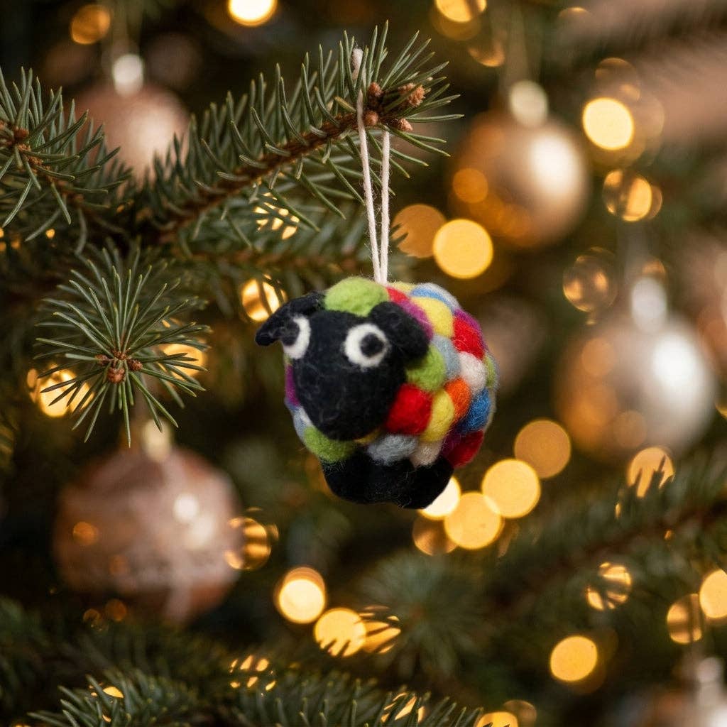 Handmade Wool Felt Colourful Sheep Ornament