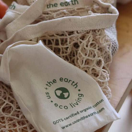 Us + The Earth | Reusable Shopping Net Bag with Pocket - Cotton Mesh