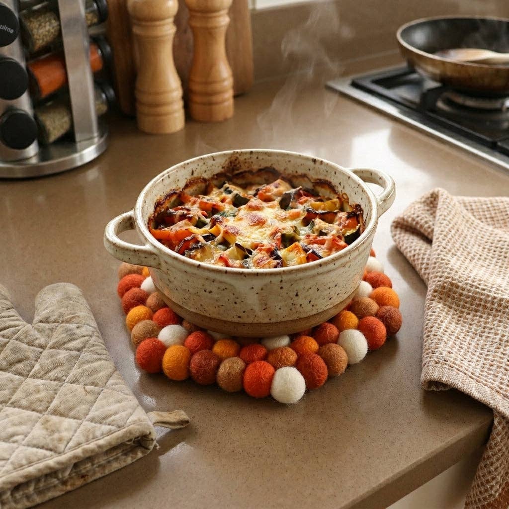 Namaste Artisans | Citrus Burst Wool Felt Trivet Heat Mat