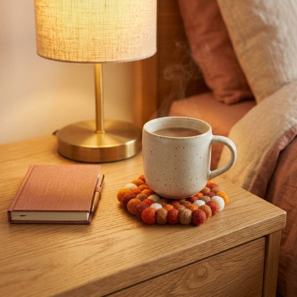 Namaste Artisans | Citrus Burst Felt Coasters – Set of 4