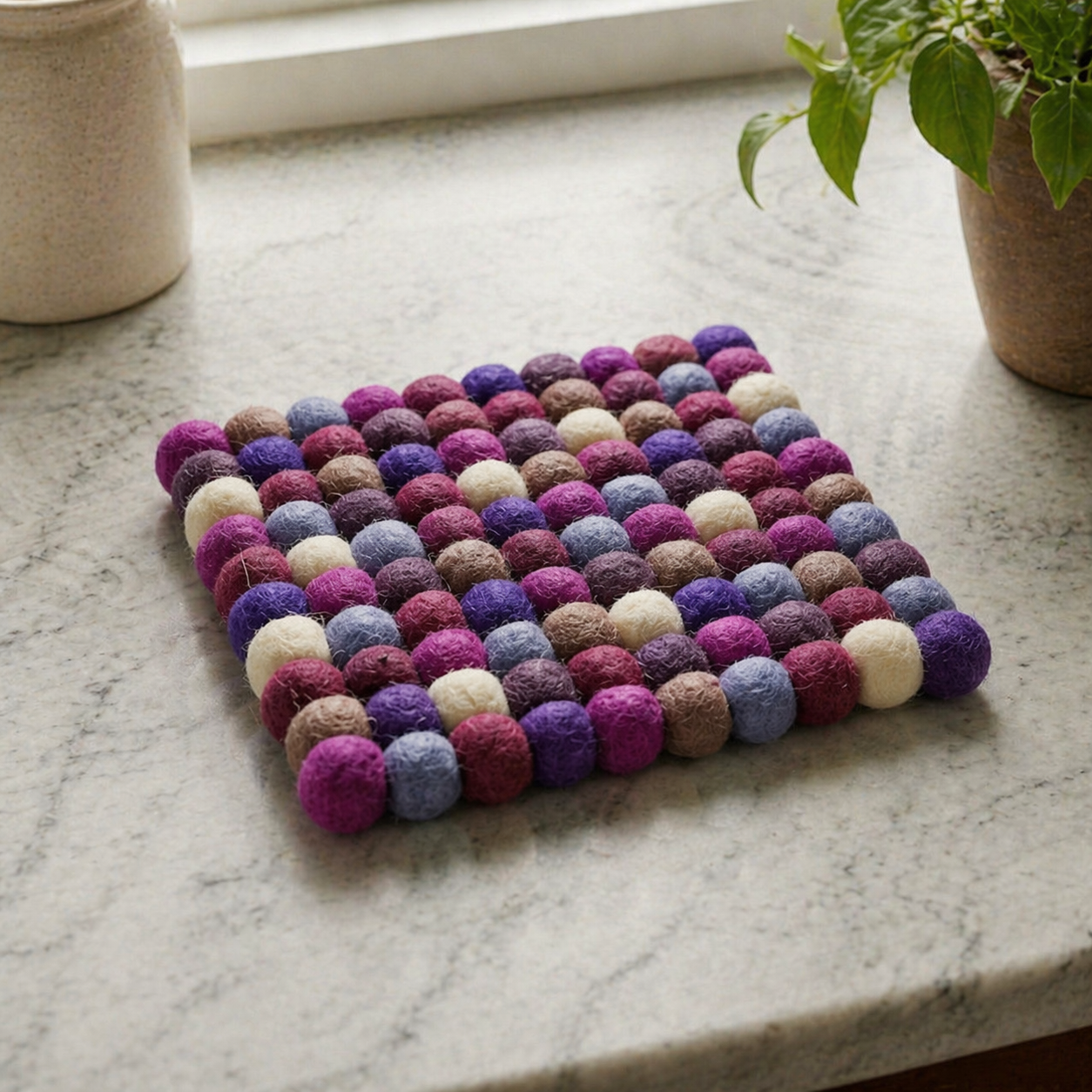Namaste Artisans | Plum Violet Wool Felt Trivet Heat Mat
