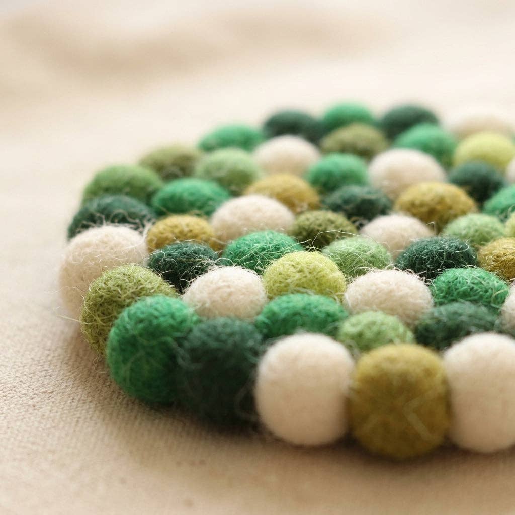 Namaste Artisans | Forest Green Mix Wool Felt Coasters – Set of 4