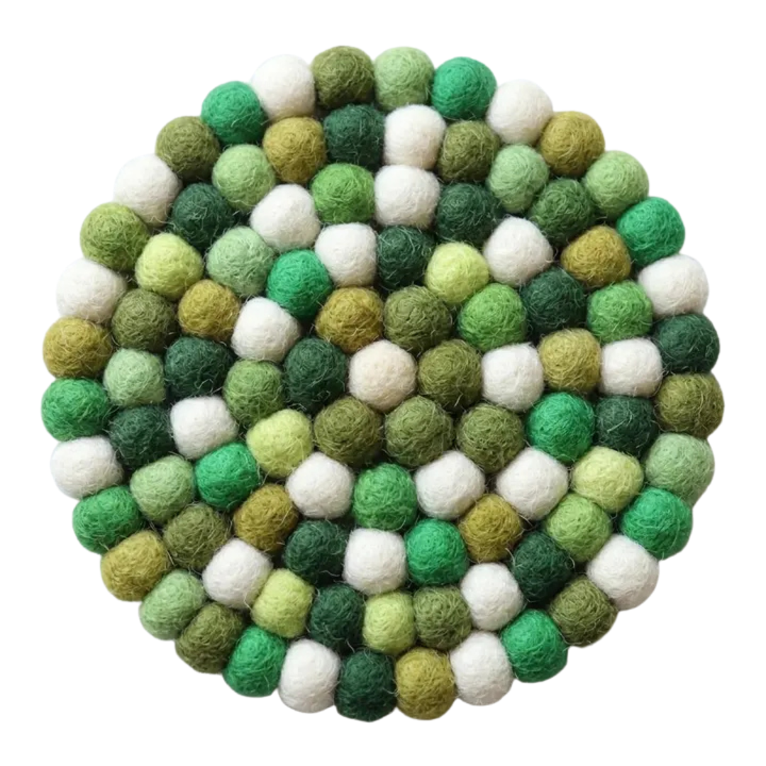 Namaste Artisans | Forest Green Handmade Wool Felt Trivet Heat Mat