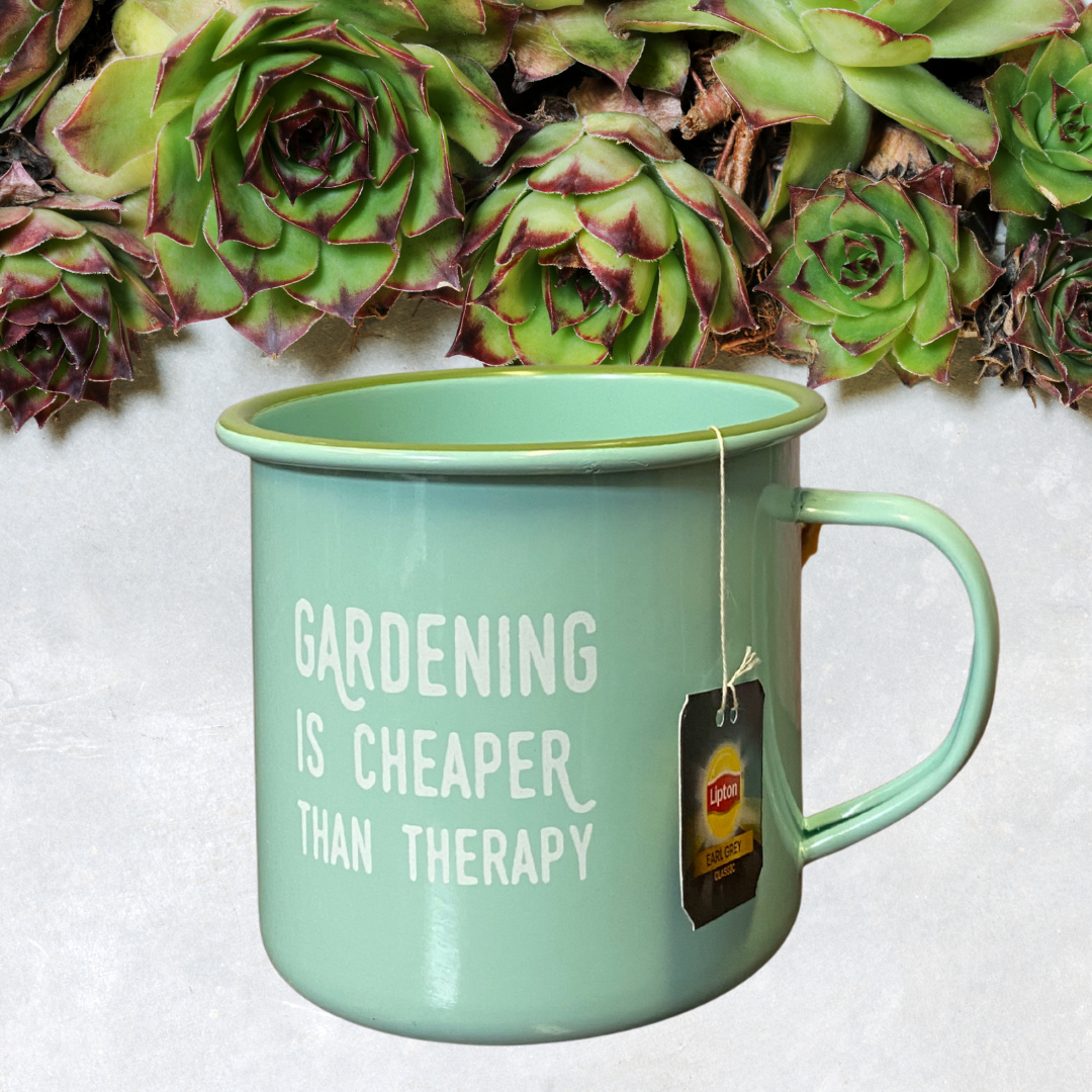 Gardening is Cheaper Than Therapy Enamel Metal Mug