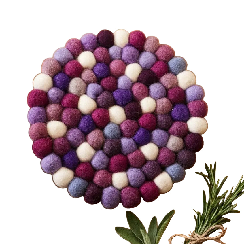 Namaste Artisans | Plum Violet Wool Felt Trivet Heat Mat