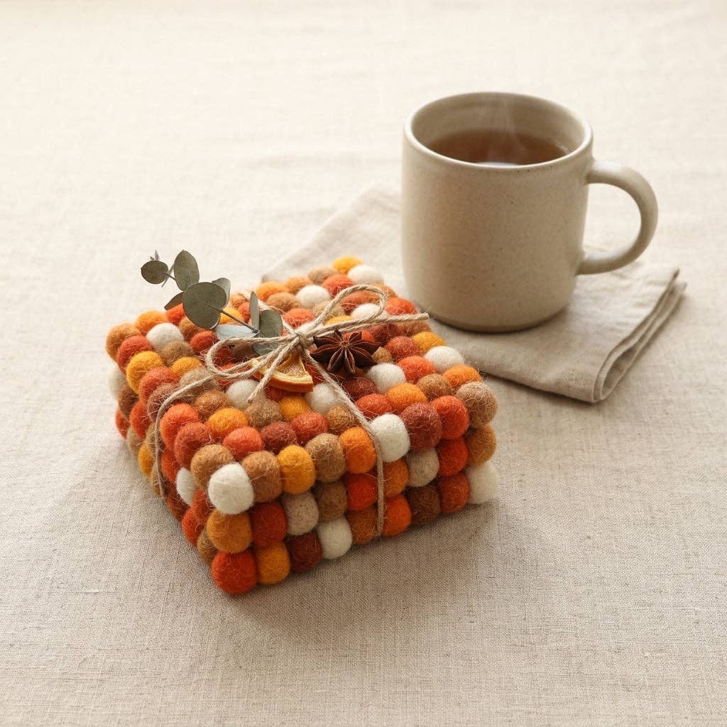 Namaste Artisans | Citrus Burst Felt Coasters – Set of 4