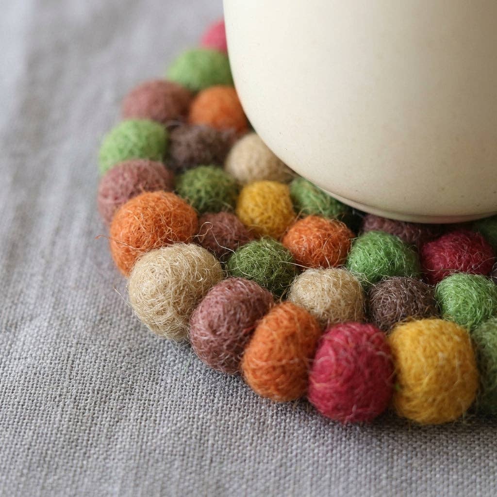 Namaste Artisans | Autumn Mix Earth Tone Wool Felt Coasters – Set of 4