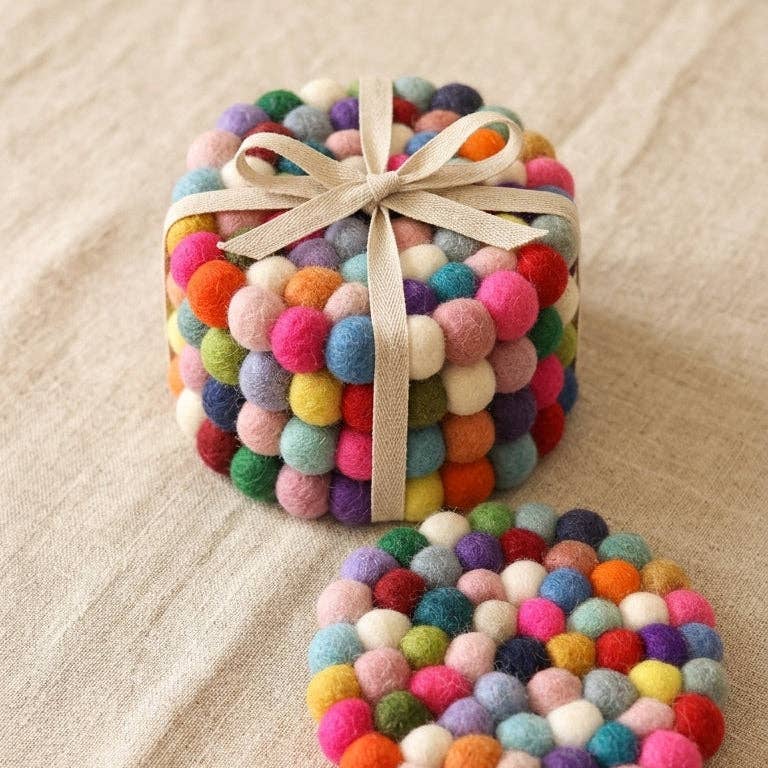 Namaste Artisans | Confetti Mix Multi Wool Felt Coasters – Set of 4