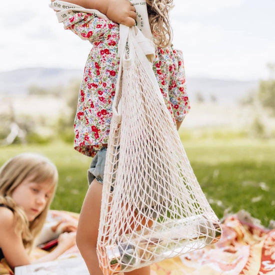 Us + The Earth | Reusable Shopping Net Bag with Pocket - Cotton Mesh