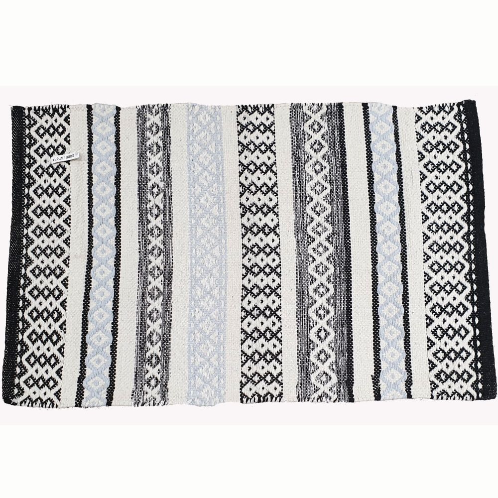 Recycled Black & White Cotton Rug 50cm x 80cm