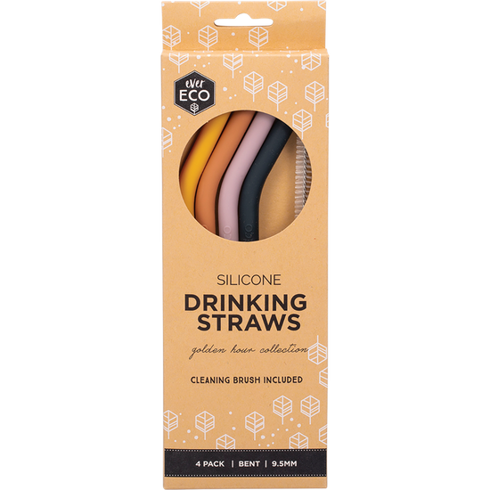 Ever Eco | Silicone Straws Bent Golden Hour 4pk