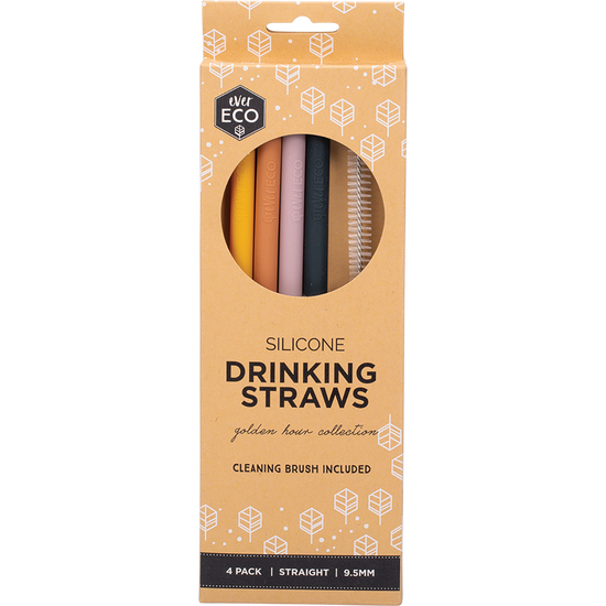 Ever Eco | Silicone Straws Straight Golden Hour 4pk