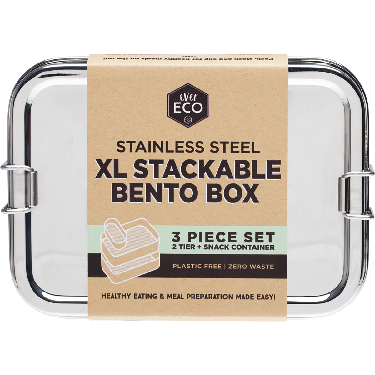 Ever Eco | XL Stackable Bento Box 2 Tier + Mini Container 1900ml