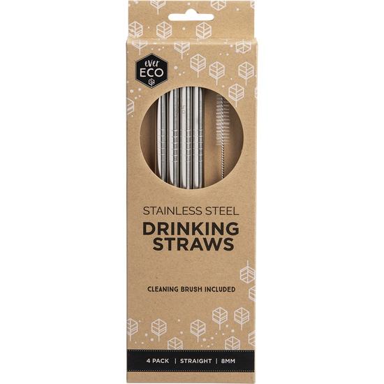 Ever Eco | Stainless Steel Straws Straight 4pk