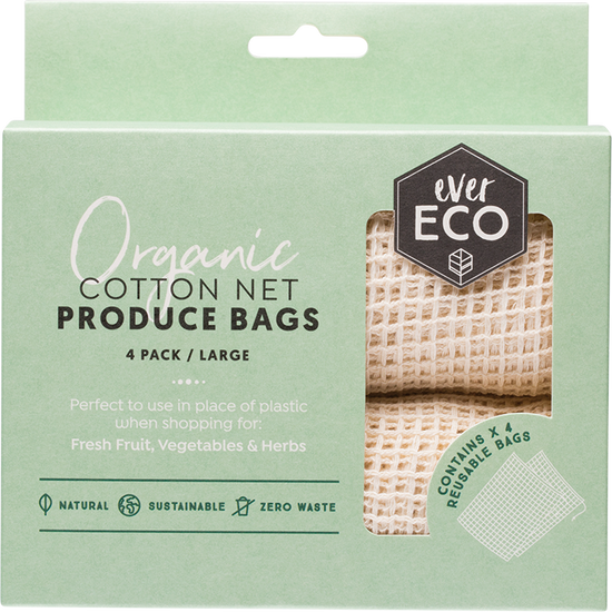 Ever Eco | Reusable Produce Bags Organic Cotton Net 4pk