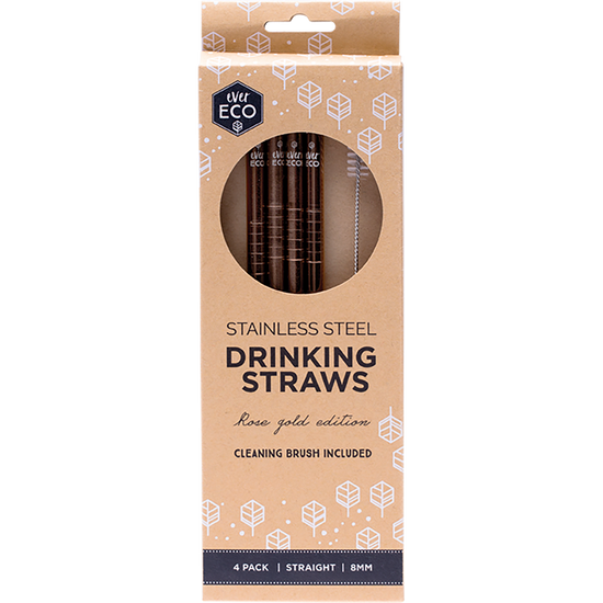 Ever Eco | Stainless Steel Straws Straight Gose Gold 4pk