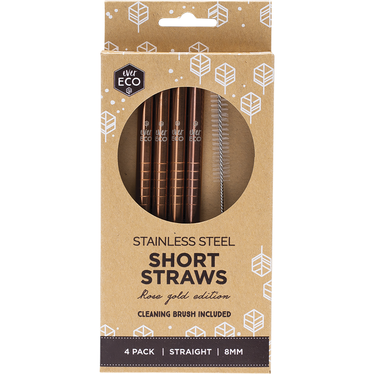 Ever Eco | Stainless Steel Short Straws Rose Gold 4pk