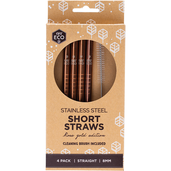 Ever Eco | Stainless Steel Short Straws Rose Gold 4pk