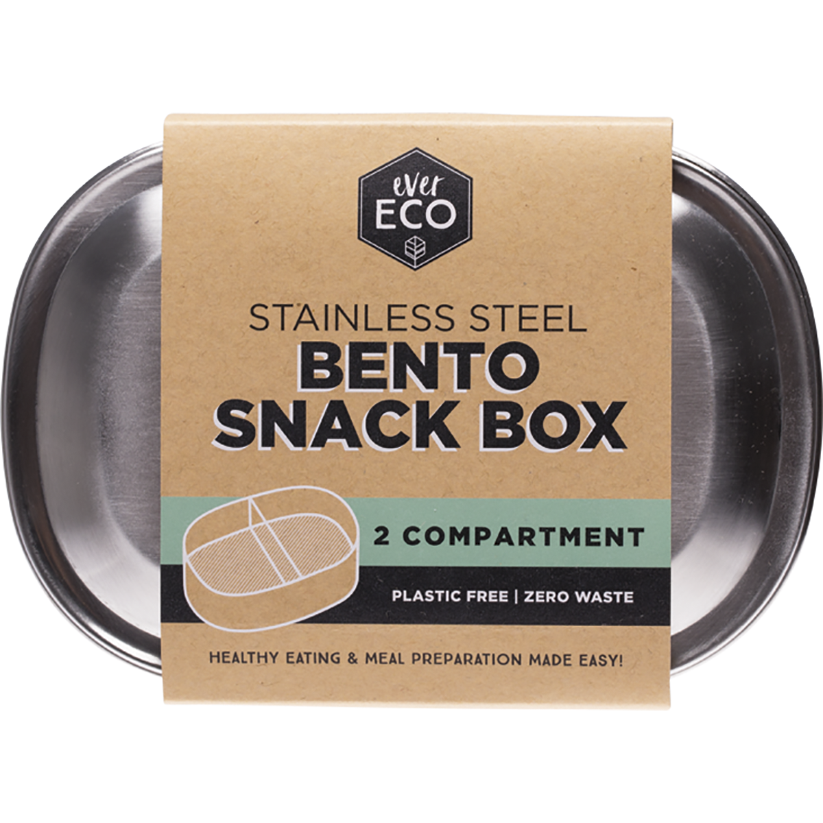 Ever Eco | Stainless Steel Bento Snack Box 2 Compartment 580mL