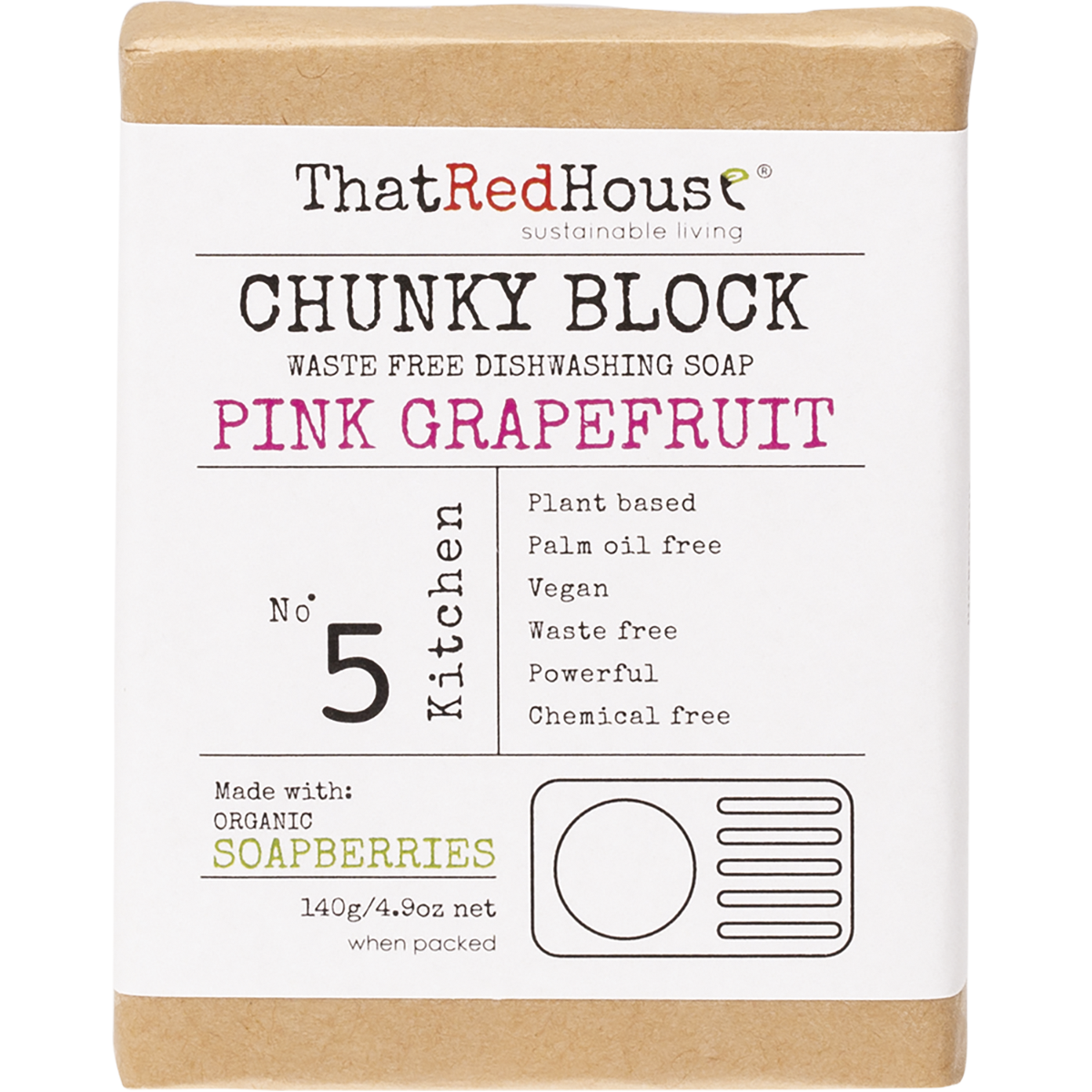 That Red House | Chunky Block Dishwashing Soap 140g