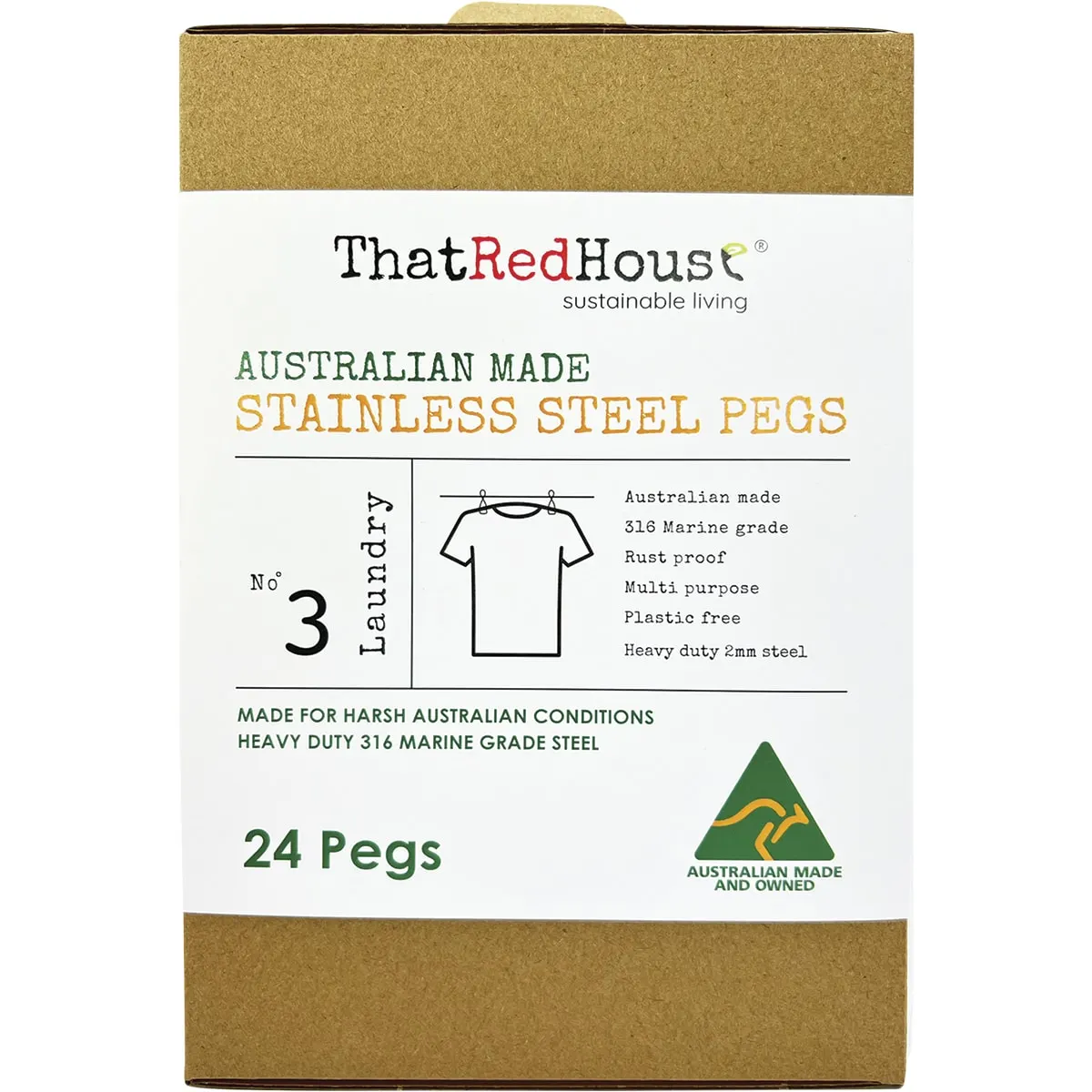 That Red House | Australian Made Stainless Steel Pegs 24pk