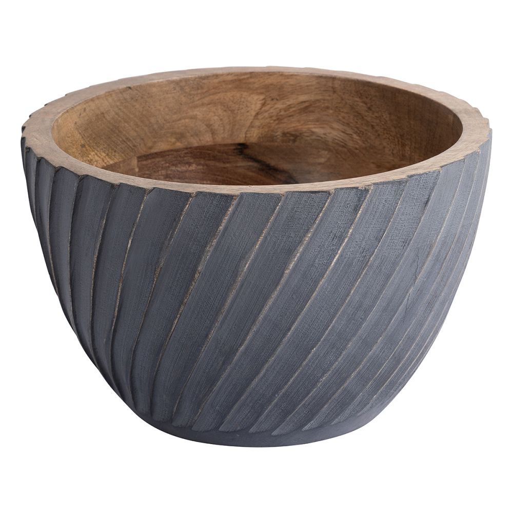 Grey Stripes Wooden Bowl