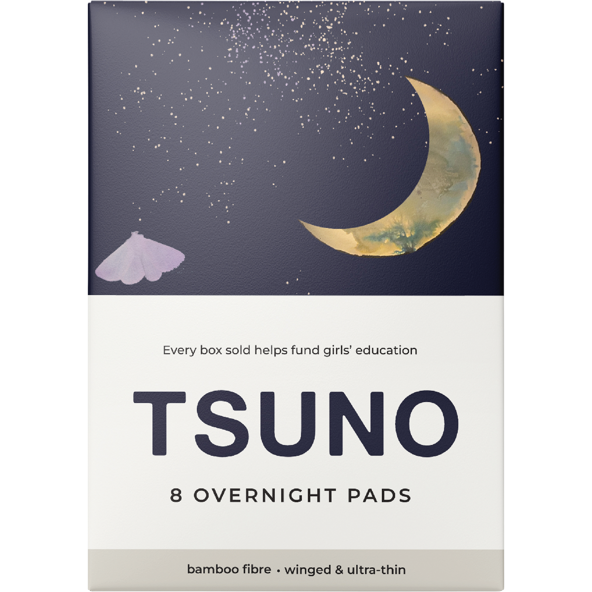 Tsuno | Natural Bamboo Pads Overnight Winged - 8pk
