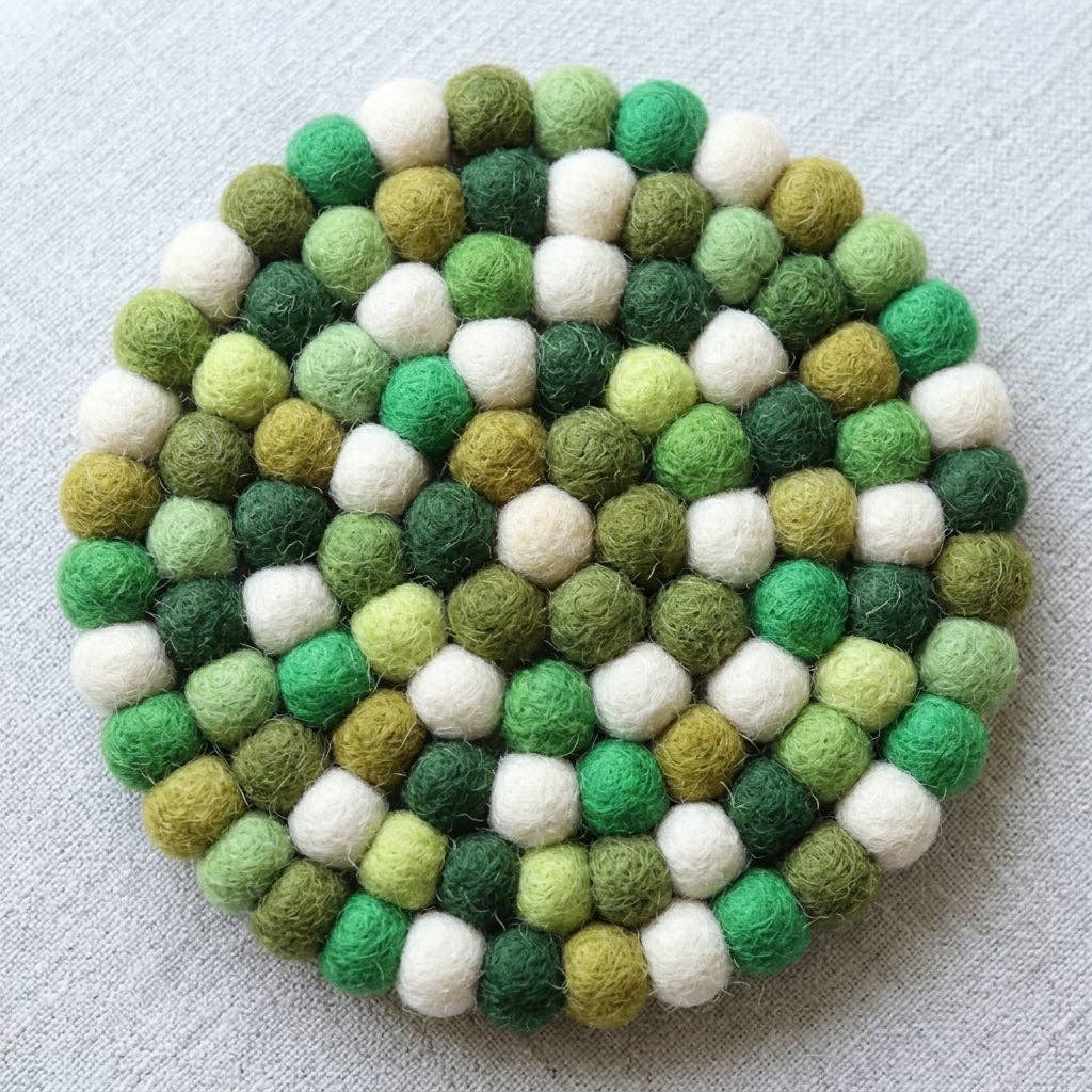 Namaste Artisans | Forest Green Mix Wool Felt Coasters – Set of 4
