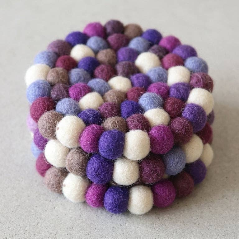 Namaste Artisans | Plum Violet Wool Felt Coasters – Set of 4