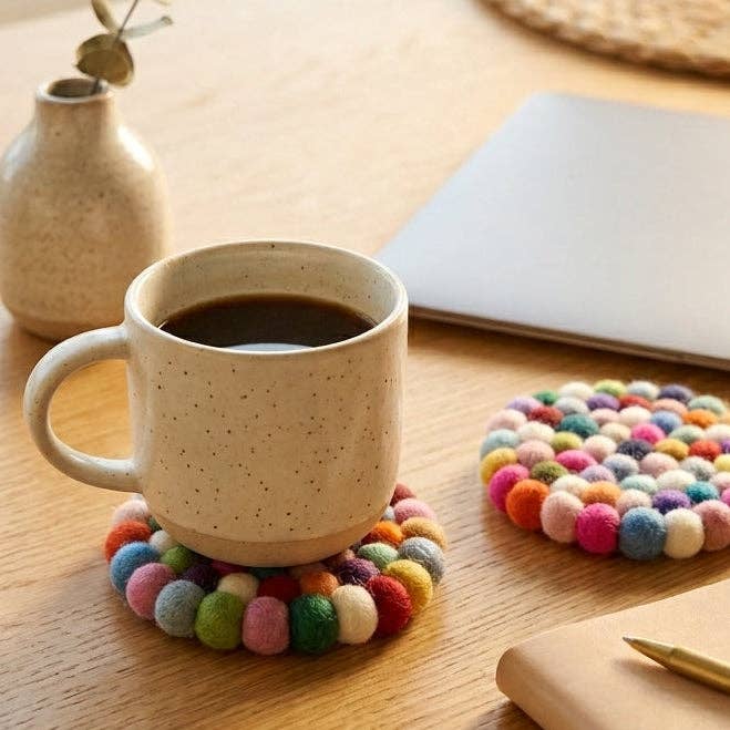 Namaste Artisans | Confetti Mix Multi Wool Felt Coasters – Set of 4