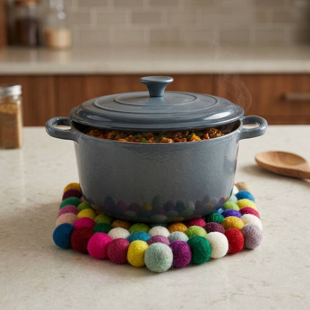 Namaste Artisans | Confetti Handmade Wool Felt Trivet