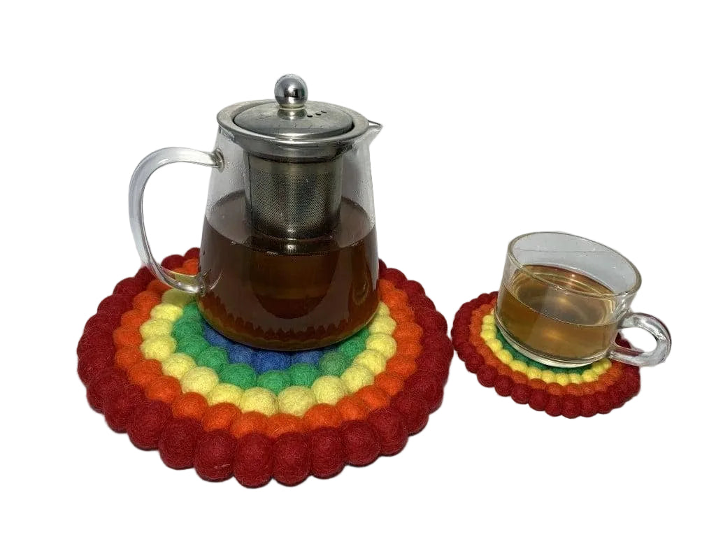 Namaste Artisans | Rainbow Wool Felt Coasters – Set of 4