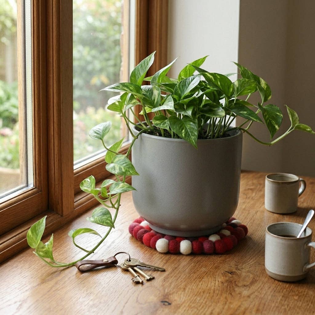 Namaste Artisans | Berry Red Handmade Wool Felt Trivet Heat Mat